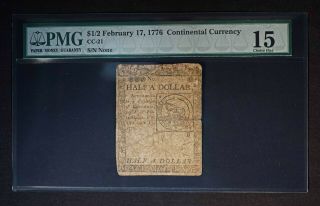 February 17,  1776 Us Continental Currency $1/2 Pmg 15 - Usa