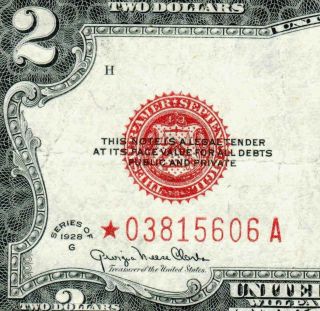 Star $2 1928 G United States Note More Paper Currency