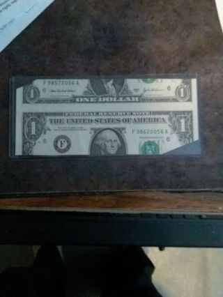 Us Paper Money Error L Dollar Bill Cut Wrong