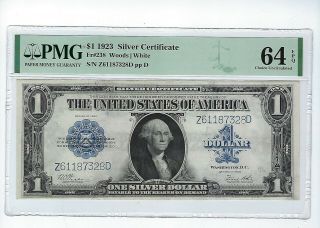 1923 $1 Silver Certificate Fr - 238 - Pmg 64 Epq - Woods White