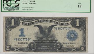 Kappyscoins W6413 1899 $1.  00 Black Eagle Pcgs F12 Large Silver Certificate