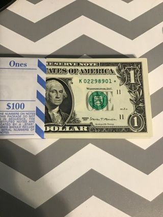 100 Dallas 2017 Consecutive $1 Star Notes From Fresh Block