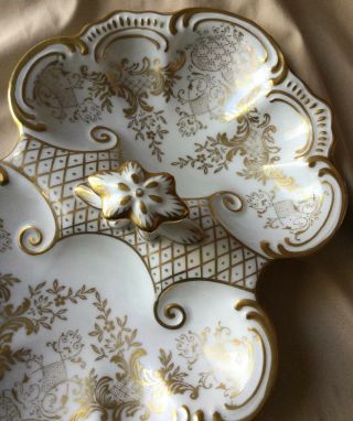 R.  P.  M.  Germany Porcelain Serving Divided Dish Gilt Decorated Handled 3