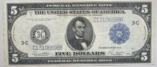 1914 $5 Federal Reserve Bank Of Philadelphia,  Pa Large Size Note C Type