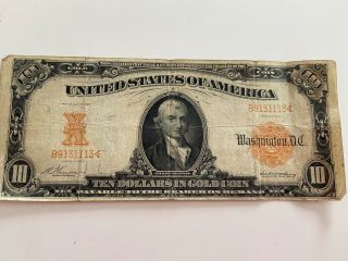 1907 Ten Dollar Gold Certificate Currency Note