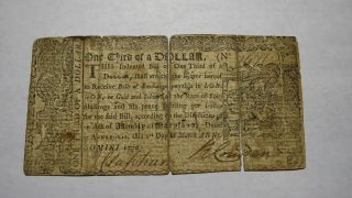 1770 $1/3 Annapolis Maryland Md Colonial Currency Note Bill One Third Dollar
