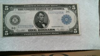 1914 $5 Frn Federal Reserve Note Philadelphia,  Pa About Unci