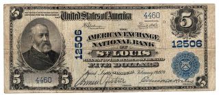 1902 $5 The American Exchange Nb Of St.  Louis,  Missouri Mo Ch 12506 Vg Y00007688