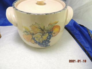 Home And Garden Party Stoneware Fruit Design 5.  25 Tall Storage Crock Lid