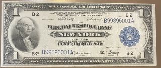1 Dollar Federal Reserve Bank,  York,  1918