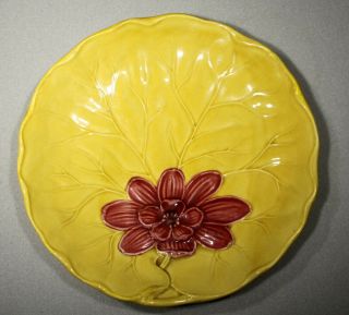 G.  S.  Zell Germany Water Lily On Lily Pad Shaped Majolica Plate 1907 - 1928