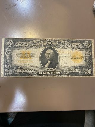 1922 $20 Twenty Dollar Gold Certificate Currency Large Note