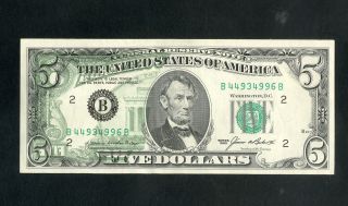 Us Paper Money 1985 $5 Federal Reserve Note Error