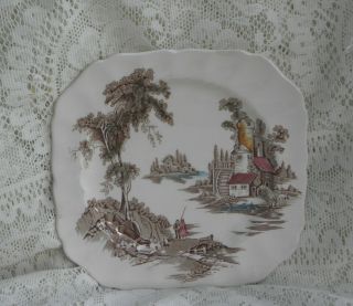 Johnson Bros Square Salad Plate The Old Mill 7 3/4 "