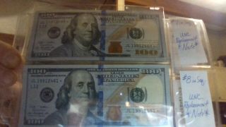8 - Star Notes 2009 Unc,  $100 Dollar Bill 