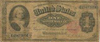 1891 $1 Silver Certificate Martha Washington Fr 222 Small Red Seal Circ Fine