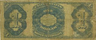 1891 $1 SILVER CERTIFICATE MARTHA WASHINGTON FR 222 SMALL RED SEAL CIRC FINE 2