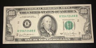 1981 (b) $100 Crisp One Hundred Dollar Bill Federal Reserve Note York,  Ny
