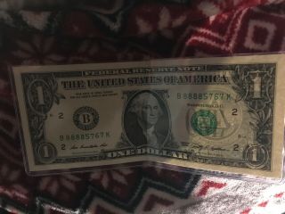 2009 $1 One Dollar Bill - Low Serial Number - 88885767