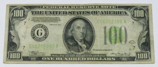 1934 $100 Hundred Dollars Federal Reserve Note Chicago Light Green Seal