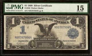 Large 1899 $1 Dollar Bill Black Eagle Note Big Silver Certificate Fr 232 Pmg 15
