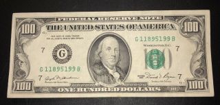 1981 (g) $100 Crisp One Hundred Dollar Bill Federal Reserve Note Chicago,  Il