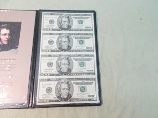 Uncut Currency Sheet Of Four 1996 $20.  00 Bills,  Star Notes Replacement Notes
