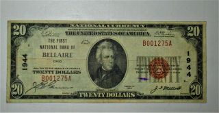 1929 - $20.  00 - National Currency,  The First National Bank Of Bellaire,  Ohio