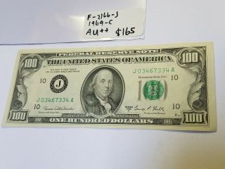 F - 2166 - J 1969 - C $100 Crisp One Hundred Dollar Bill Kansas City Federal Res