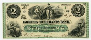 1862 $2 The Farmers And Merchants Bank Of Greensborough,  Maryland Note Au
