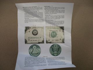 UNCUT SHEET OF 32 $1 ONE DOLLAR BILLS U.  S.  PAPER CURRENCY NOTES 2009 3