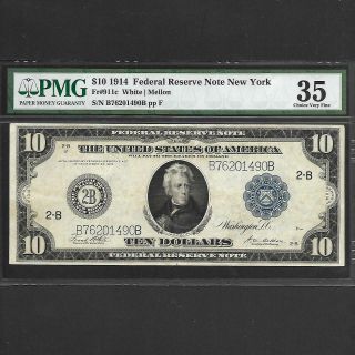 Fr 911c $10 1914 Federal Reserve Note York Pmg 35 Ships