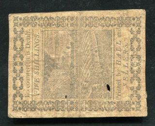 PA - 166 OCTOBER 1,  1773 5s FIVE SHILLINGS PENNSYLVANIA COLONIAL CURRENCY NOTE (B) 2