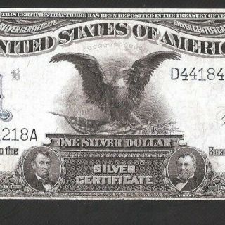 Tahee/burke Black Eagle $1 1899 Silver Cert.  No Pinholes Or Tears