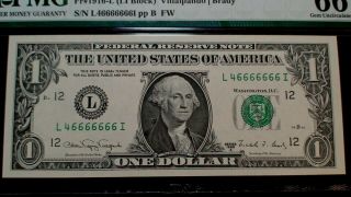 1988 A One Dollar PMG GEM UNC 66 EPQ GREAT SERIAL NUMBER SAN FRAN NOTE $1 BILL 2
