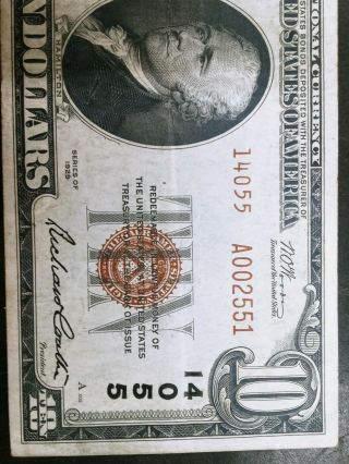 1929 $10 First National Bank of Greensburg Pa Pennsylvania type 2 Banknote 3