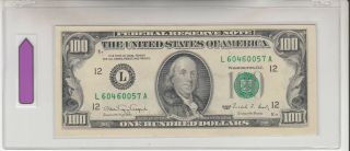 1990 (l) $100 One Hundred Dollar Bill Federal Reserve Note San Francisco