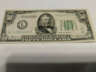 1934 A Fifty Dollar Federal Reserve Note $50 Bill