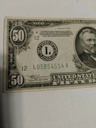 1934 A Fifty Dollar Federal Reserve Note $50 Bill 2