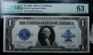 $1 1923 Silver Certificate Pmg Choice Uncirculated 63 Faces Up Beautifully