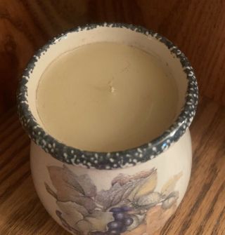 Retired Home & Garden Party Stoneware Fruit Small Candle Crock with Candle 2002 2