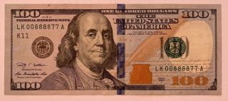 2009 - A Fancy Repeater $100 One Hundred Dollar Us Bill Note Wow