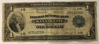 1914 Large $1 Blue Seal Federal Reserve Richmond Bank Note Bill J8714300a