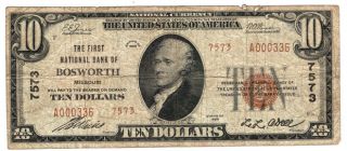 1929 Ty2 $10 The First Nb Of Bosworth,  Missouri.  Ch 7573.  Vg.  Y00004755