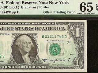Gem 1963a $1 Dollar Bill Offset Printing Error Note Paper Money Pmg 65 Epq