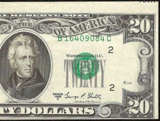 1969 C $20 Dollar Bill Misaligned Printing Error Note Currency Paper Money