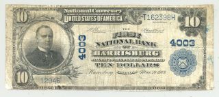$10 Series 1902 National Banknote From Harrisburg,  Illinois Charter 4003
