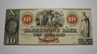 $10 18_ Hagerstown Maryland Md Obsolete Currency Bank Note Bill Choice Au,