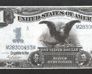 Parker/burke Signatures Solid M Block Black Eagle $1 1899 Silver Cert