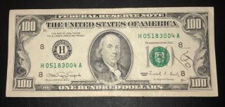 1990 (h) $100 One Hundred Dollar Bill Federal Reserve Note St.  Louis,  Mo Old Frn